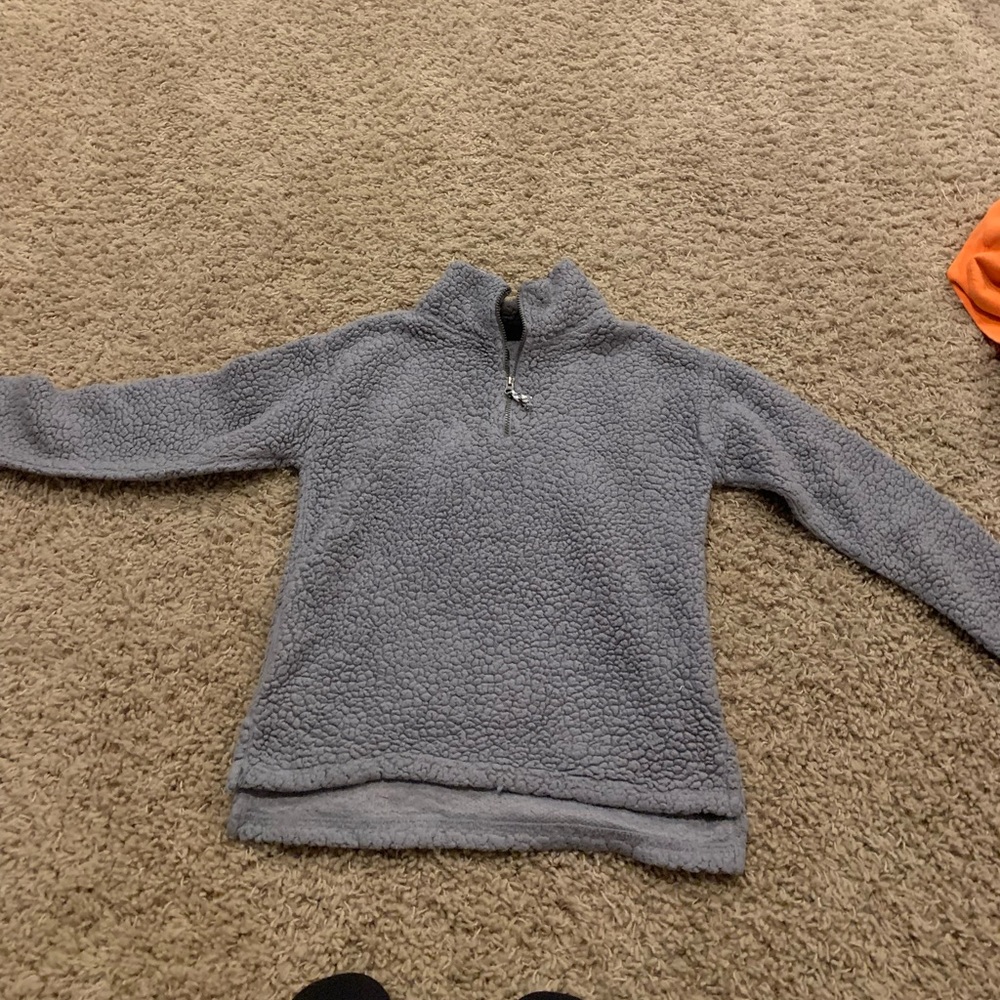 grey sherpa 1/4 zip with pockets